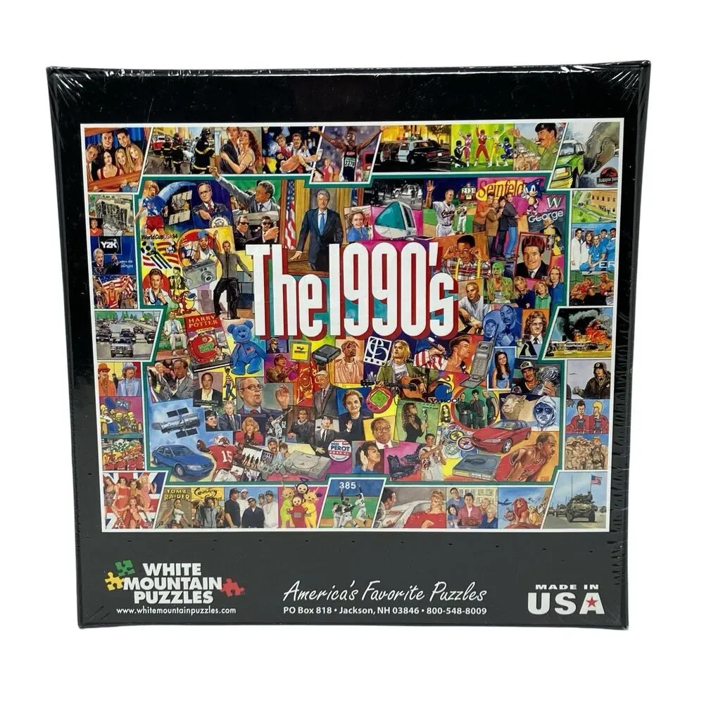 White Mountain 1990s Puzzle 1000 Piece Sealed Y2K‎ Retro Pop Culture Collage